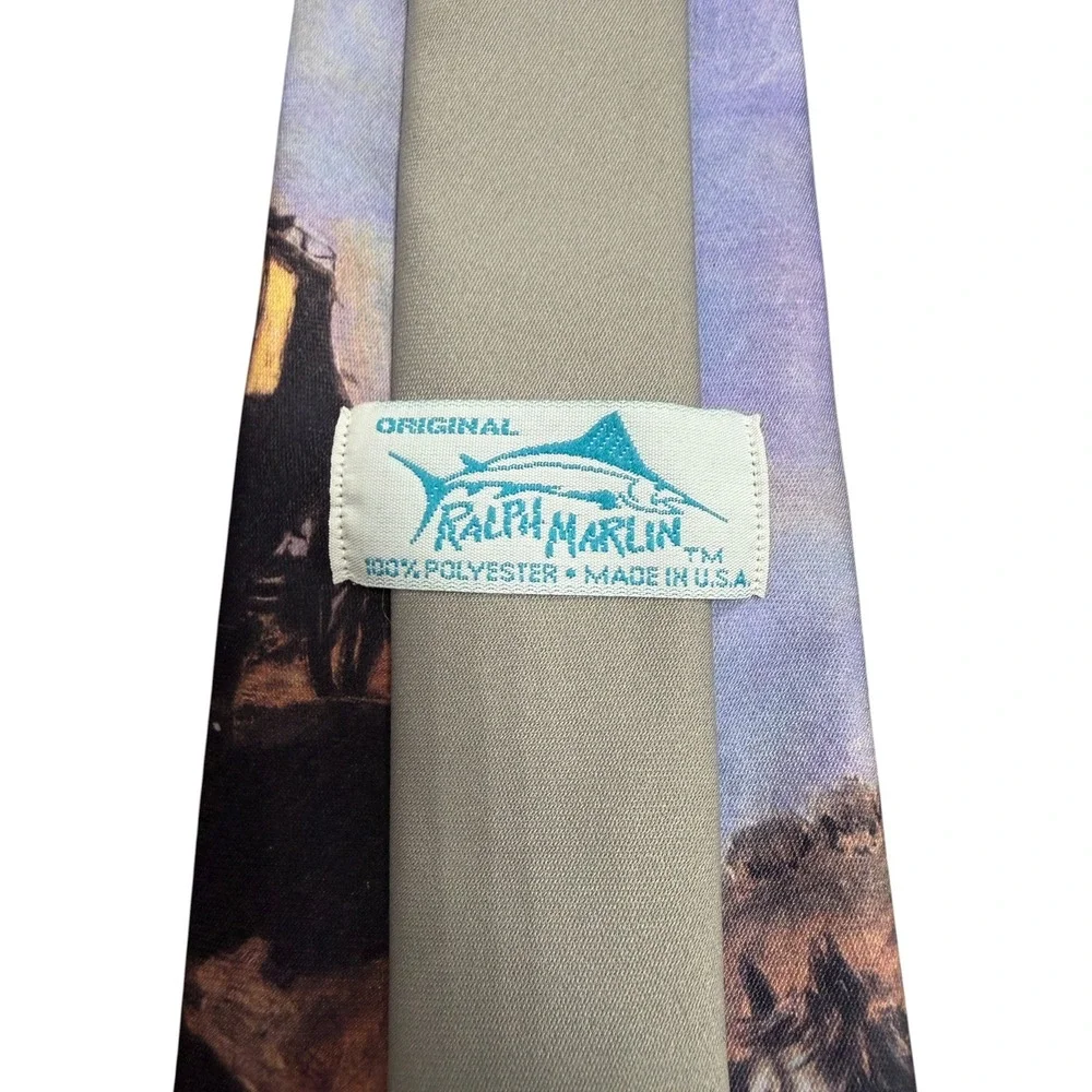 Vintage Ralph Marlin Old Stage Coach Frederic Remington Western Art Tie 1989